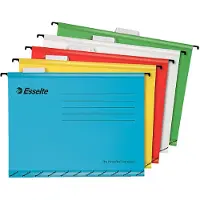 Esselte Hængemappe A4 Classic med V-bund - ass. farver hvid, blå, gul, rød, grøn - (10 stk.)