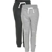 Minymo Joggebukser - 2-pack - Svart/Grå Melert - - 1 år (80) - Joggebukse