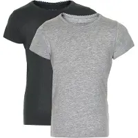Minymo T-skjorte - 2-pack - Svart/Grå Melert m. Blonder - - 1 år (80) - T-skjorte
