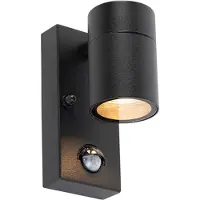 QAZQA Utendørs vegglampe sort med bevegelsessensor IP44 - Solo