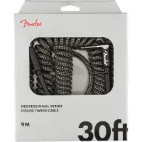 Fender Professional 30ft Spiralkabel Grå Tweed