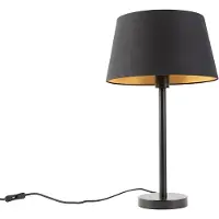 QAZQA Klassisk bordlampe svart med svart skjerm 32 cm - Simplo