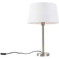 QAZQA Moderne bordlampe stål med hvit skjerm 32 cm - Simplo