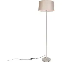 QAZQA Moderne gulvlampe stål med taupe-skjerm 45 cm - Simplo