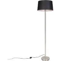 QAZQA Moderne gulvlampe stål med svart skjerm 45 cm - Simplo