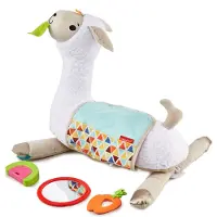 Fisher-Price Grow-with-Me Tummy Time Llama, støttepute i plysj til baby, 0 år, Gir fra seg lyd, Stoff, Plast, Hvit