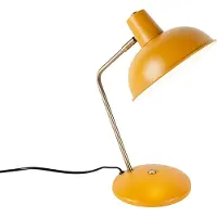 QAZQA Retro bordlampe gul med bronse - Milou