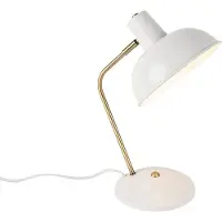 QAZQA Retro bordlampe hvit med bronse 38 cm - Milou