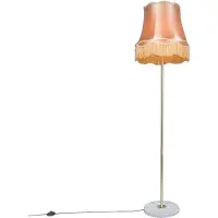 QAZQA Retro gulvlampe messing med Granny-skjerm gull 45 cm - Kaso