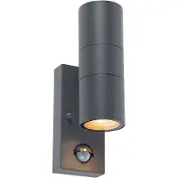 QAZQA Utendørs vegglampe antrasitt med bevegelsessensor 2-lys IP44 - Duo