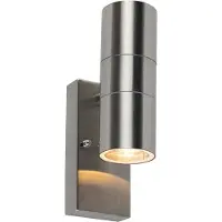 QAZQA Utendørs vegglampe stål 2-lys IP44 med skumringssensor - Duo