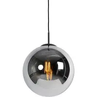 QAZQA Art Deco Hengelampe svart med røykglass 30 cm - Pallon