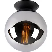 QAZQA Art Deco taklampe sort med røykglass - Pallon