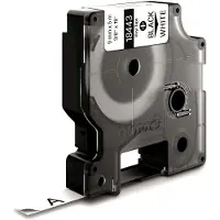 Dymo Rhino industri vinyl tape, 9 mm x 5.5 m rull, sort på hvit