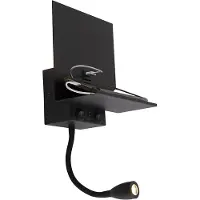 QAZQA Moderne vegglampe sort med USB og fleksibel arm - Flero