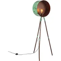 QAZQA Vintage gulvlampe på bambus-tripod grønn med kobber - Barrel