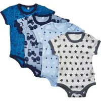 Pippi Bodyer k/e - 4-pack - Blå/Lyseblå m. Mønster - - 50 - Kortermet body