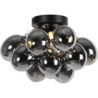 QAZQA Smart taklampe svart med røykglass 3-lys inkl. Zigbee G9 - Uvas