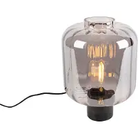 QAZQA Design bordlampe sort med røykglass - Qara