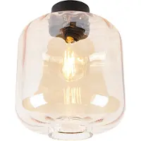 QAZQA Design taklampe sort med ravglass - Qara