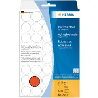 Herma - Papir - mat - permanent klæbemiddel - rød - 19 mm rund 1280 etikette(r) (32 ark x 40) etiketter