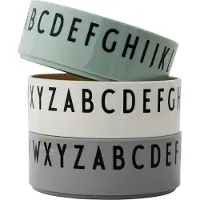 Design Letters Skål - 3-pack - Grønn/Hvit/Grå m. Bokstaver - - OneSize - Skål