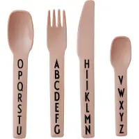Design Letters Melamin Bestikk - 4 stk. - Rosa m. Alfabet - - OneSize - Bestikk