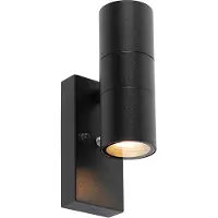 QAZQA Utendørs vegglampe svart 2-lys IP44 med skumringssensor - Duo