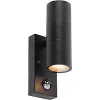 QAZQA Utendørs vegglampe sort 2-lys med bevegelsessensor IP44 - Duo