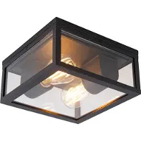 QAZQA Industriell taklampe svart IP44 2-lys - Charlois