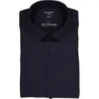 Olymp Luxor Jersey Stretch Skjorte 24/Seven Marineblå Mørkeblå Blå Størrelse