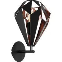 Eglo Vegglampe Carlton, svart/kobber