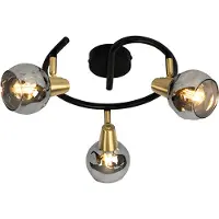 QAZQA Taklampe svart 44,5 cm med røykglass 3-lys - Vidro