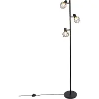 QAZQA Design gulvlampe sort 3-lys justerbar - Mesh