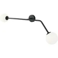 Aldex Vegglampe Pure, 2 lyskilder, svart, horisontal