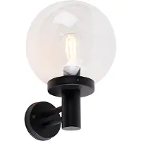 QAZQA Utendørs vegglampe svart med plastkule IP44 rustfritt stål - Sfera