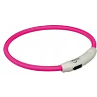Trixie Flash Light Ring USB Illuminated Dog Safety Collar Pink Size M-L 7mm 45cm