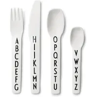 Design Letters Melamin Bestikk - 4 stk. - Hvit m. Alfabet - - OneSize - Bestikk