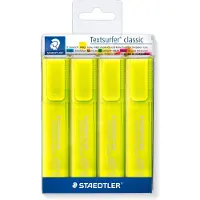 Staedtler 364-1P WP4, 4 stykker, Gult, Meisel tupp, Gult