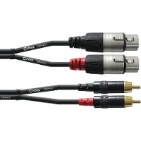Cordial CFU 3 FC, 2 x RCA, Hankjønn, 2 x XLR (3-pin), Hankjønn, 3 m, Sort