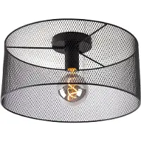 QAZQA Industriell taklampe sort - Drum Mesh