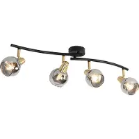 QAZQA Art Deco taklampe gull med røykglass 4-lys - Vidro