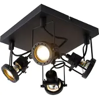 QAZQA Industriell spotlight sort 4-lys - Suplux