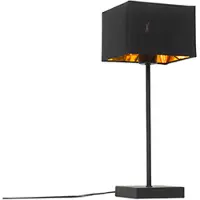 QAZQA Moderne bordlampe svart stoffskjerm svart med gull - VT 1