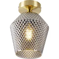 QAZQA Art Deco taklampe messing med røykglass - Karce
