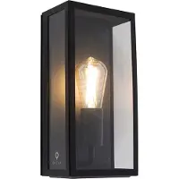 QAZQA Industriell utendørs vegglampe sort IP44 med glass - Rotterdam