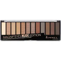 Rimmel Magnif'Eyes Shadow Palette, Glatt, Hudfarget, Nude Edition, 12 farger, Matt, Glitter, Robust