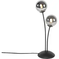 QAZQA Moderne bordlampe sort 2-lys med røykglass - Athen