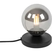 QAZQA Moderne bordlampe sort med røykglass - Athen
