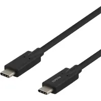 Deltaco Ladekabel USB-C til USB-C, 2 m, svart
